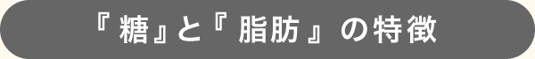 「糖」と「脂肪」の特徴
